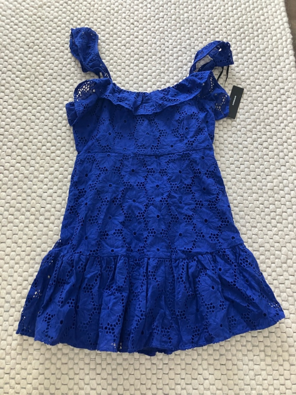 Lulu's Vibrant Royal Blue Dress with Lace Trim